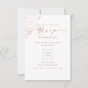 Elegante Rosa de Moda Boda QRcode RSVP