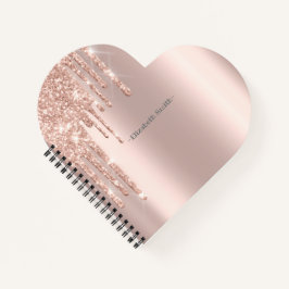 Elegante rosa de oro purpurina, cuaderno real