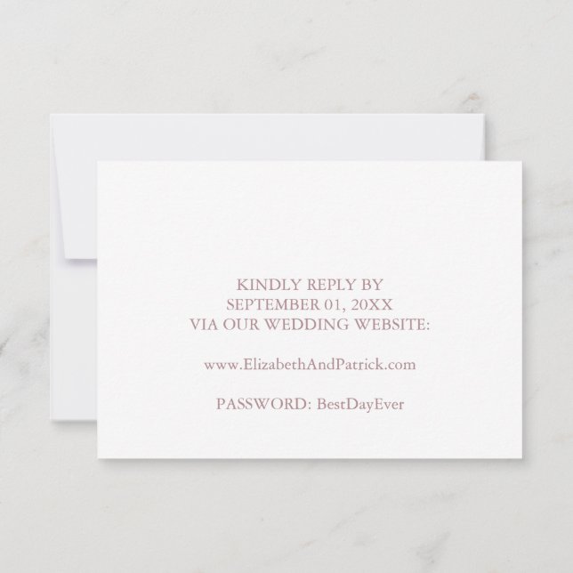 Elegante Rosa de tarjeta Boda de caligrafía página (Reverso)