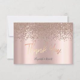 Elegante Rosa Diamantes de Oro Tarjeta de agradeci