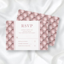 Elegante Rosa Dorado Diamante Acolchado Boda RSVP