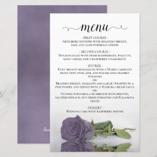 Elegante Rosa Dusty Purple Menú Boda Presupuestari