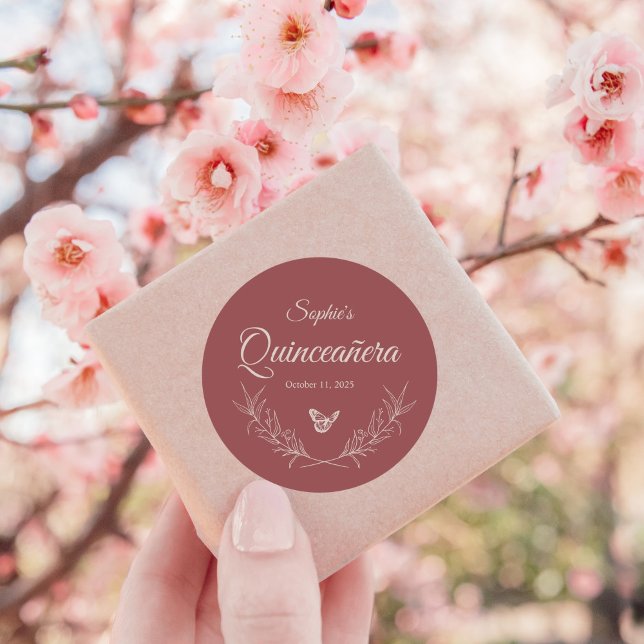 Elegante Rosa eterno Mauve Quinceañera Pegatina (Subido por el creador)