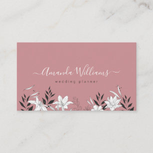 Elegante Rosa Floral Código QR Tarjeta de visita