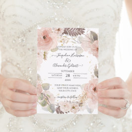 Elegante Rosa floral dorado Eucaliptus vegetación 