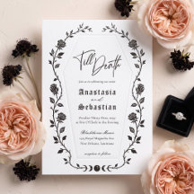 Elegante Rosa Floral Gótico Hasta la Muerte Boda