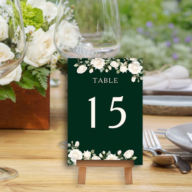 Elegante Rosa floral Tarjeta de número de mesa ver (Table Number Card from the Princess Dress and Roses Collection by Darling & May)