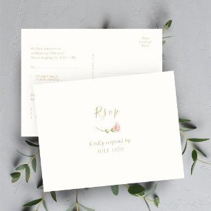 Elegante Rosa floral y tarjeta de respuesta RSVP d