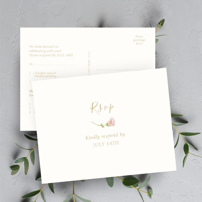 Elegante Rosa floral y tarjeta de respuesta RSVP d (Subido por el creador)