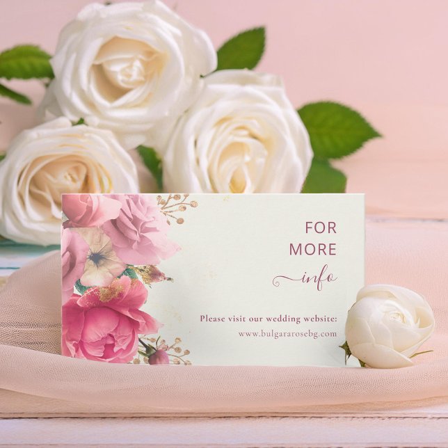 Elegante Rosa Garden Gold Boda Tarjeta de Gabinete (Elegant Floral Rose Garden Gold Enclosure Card)