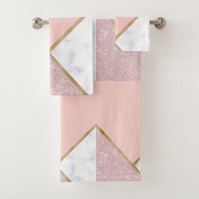 Elegante rosa geométrico oro purpurina mármol blan (In situ)