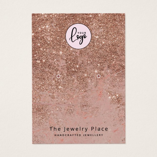 Elegante Rosa Gold Faux Purpurina Earrings Display (Frente)