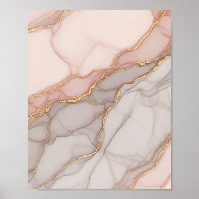 Elegante Rosa Gold Marble - Arte de pared de lujo (Frente)