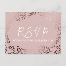 Elegante Rosa Gold & Pink Menu Choice RSVP Postcar