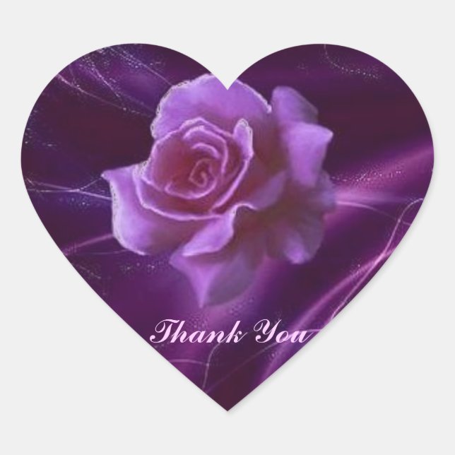 Elegante Rosa Gracias Pegatina De Corazón (Anverso)