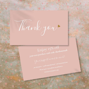Elegante Rosa Gracias Por Comprar Tarjeta De Descu