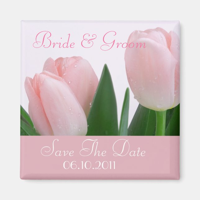 Elegante Rosa Guardar el imán de fecha (Frente)