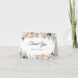 Elegante Rosa Jardín Peony Floral Gracias Tarjeta