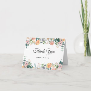 Elegante Rosa Jardín Peony Floral Gracias Tarjeta