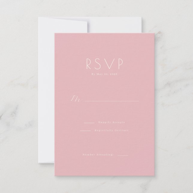 Elegante Rosa Minimalista RSVP (Anverso)