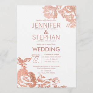 Elegante Rosa moderno Invitación a la Boda Floral