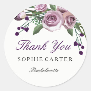 Elegante Rosa morada Bachelorette Gracias Pegatina
