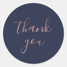 Elegante Rosa Oro Gracias | Pegatina de Ronda Nava