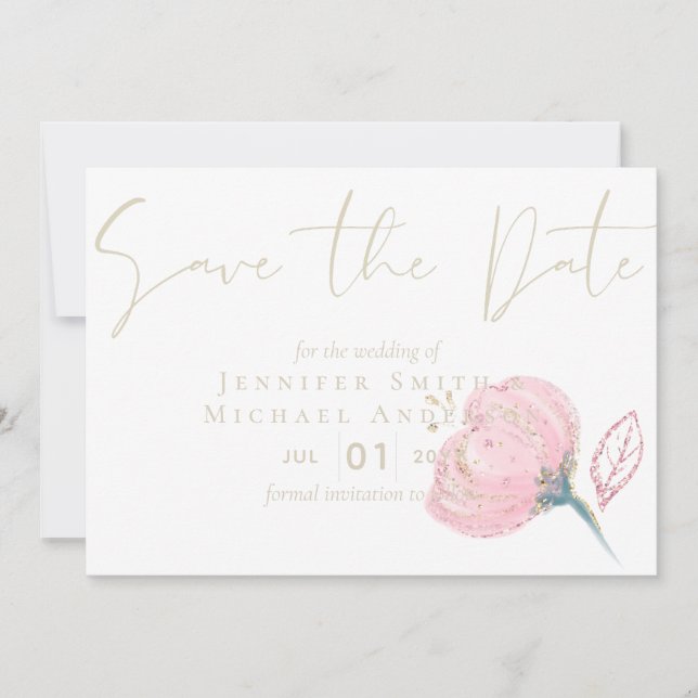 Elegante Rosa Oro Moderno Boda Sparkle (Anverso)