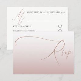 Elegante Rosa Oro Simple RSVP Boda