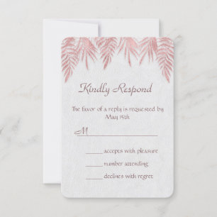 Elegante Rosa Palm de oro hojas de boda Invitación