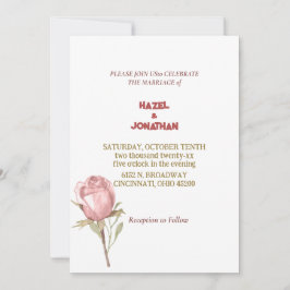 Elegante Rosa Polvoriento Invitación a la Boda Flo