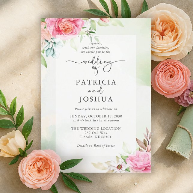 Elegante Rosa Polvoriento Invitación a matrimonio  (Subido por el creador)