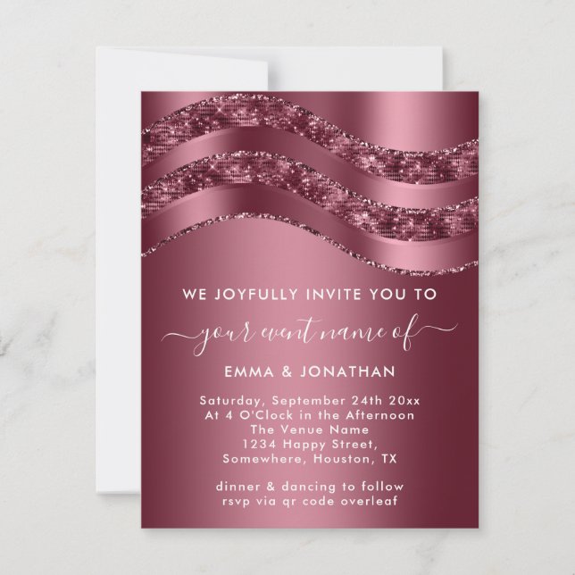 Elegante Rosa profesional Boda Bridal Sweet 16t (Anverso)