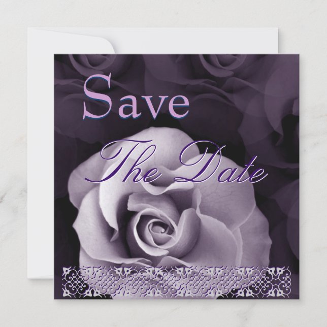 Elegante Rosa PURPLE Boda Guardar invitación de fe (Anverso)