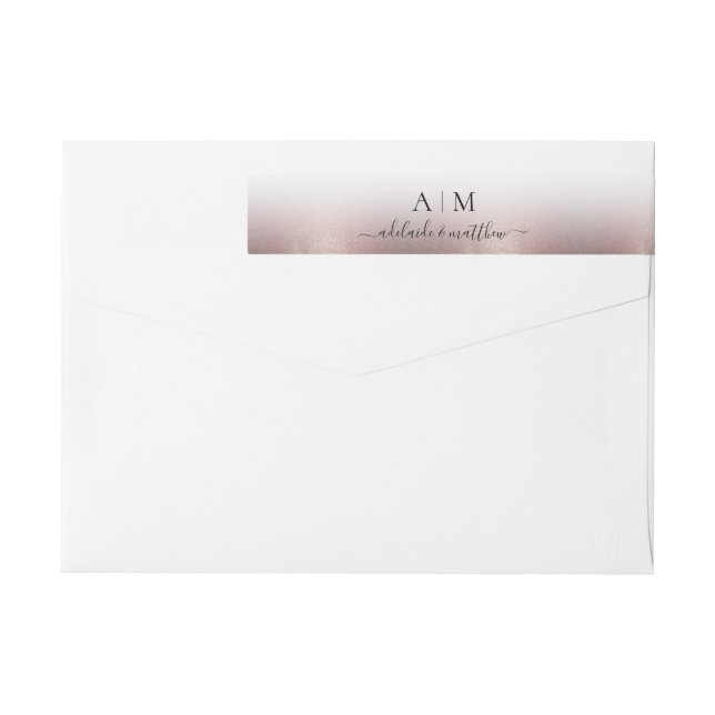 Elegante Rosa Purpurina Boda Monograma Script Nomb (Reverso)