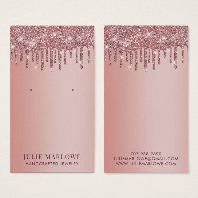 Elegante Rosa Purpurina de goteo de oro (Anverso y reverso)