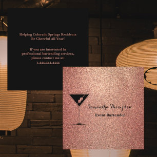 Elegante Rosa Purpurina de oro Bartender tarjeta d