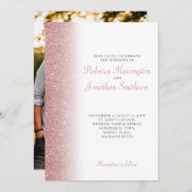 Elegante Rosa Purpurina de Oro - Invitación a la b