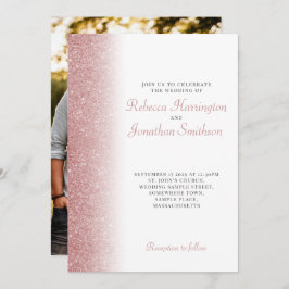 Elegante Rosa Purpurina de Oro - Invitación a la b