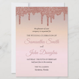 Elegante Rosa Purpurina de oro, Peach y Black Text