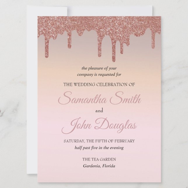 Elegante Rosa Purpurina de oro, Peach y Black Text (Anverso)