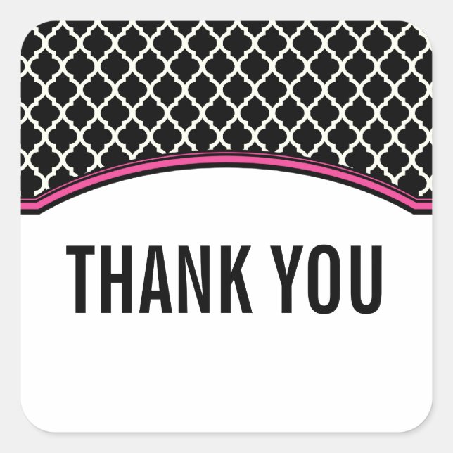 Elegante Rosa Quatrefoil Gracias Pegatinas (Anverso)