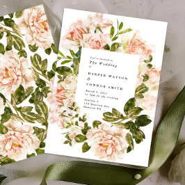 Elegante Rosa Romance Invitación a casar