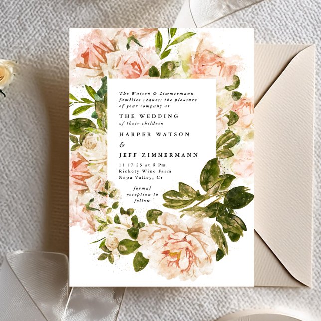 Elegante Rosa Romance Invitación a casar (Subido por el creador)