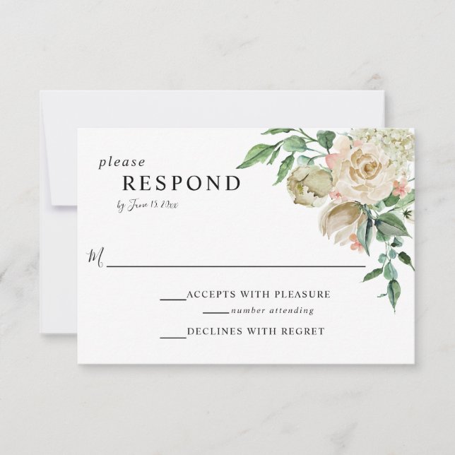 Elegante Rosa romántico Jardín Boda RSVP Moda (Anverso)