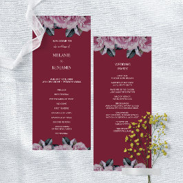 Elegante Rosa Romántico Programa de Boda Floral Ro