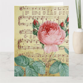 Elegante Rosa romántico vintage notas de música an