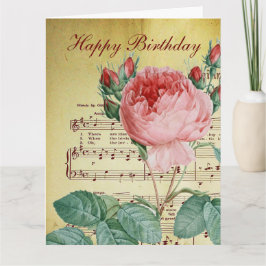 Elegante Rosa romántico vintage notas de música an