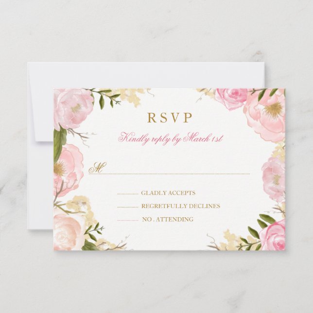 Elegante Rosa Rosa Quinceanera RSVP (Anverso)
