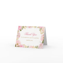 Elegante Rosa Rosa Quinceanera Tarjeta de agradeci